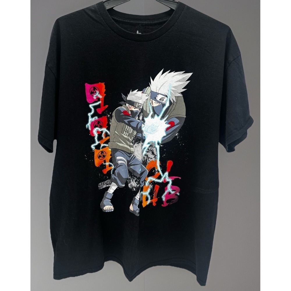 VIZ Naruto Shippuden Kakashi Hatake Black XL 100% Cotton Graphic T-Shirt